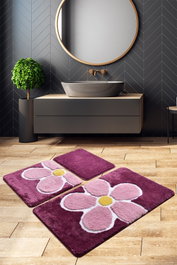 Mijölnir Juego de alfombras de baño Flower - Purple de acrílico
